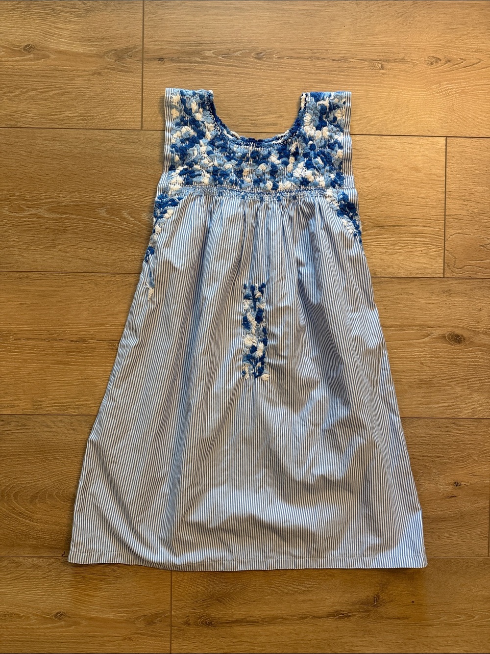 Mi Golondrina Blue and White Embroidered Kids dress